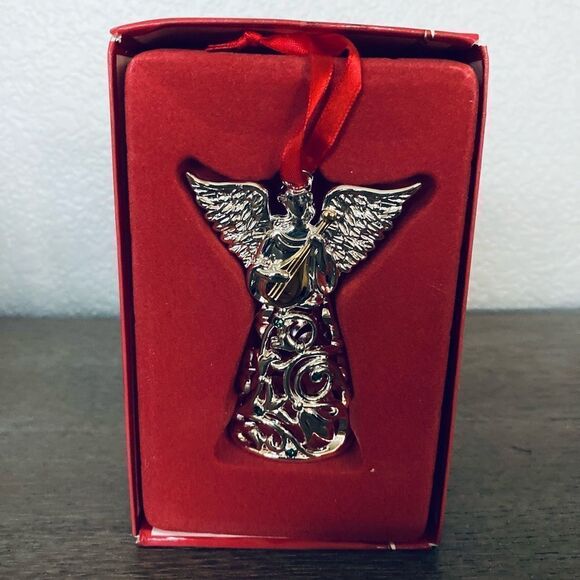 Lenox Choir of Angels Christmas Silver Angel Scroll Ornament - Picture 2 of 5
